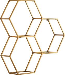 img 3 attached to 📦 Rivet Modern Hexagon Honeycomb Floating Wall Shelf Unit with Glass Shelves - Stylish Gold Décor for Homes - 28 x 28 x 6 Inch - Amazon Brand