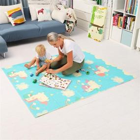 img 1 attached to 👶 YOBEST Детский игровой манеж с игровым ковриком, набором океанских шаров, подвесным пеленальником - внутренний и внешний центр детской активности, изгороди для младенцев с воротцом