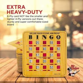 img 1 attached to 🎲 Enhanced MR CHIPS Large Print Bingo Cards with Quick-Clear Sliding Windows - Jam-Proof & Fingertip Stitched in Woodgrain Style