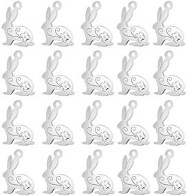 img 4 attached to 🐇 FAFAHOUSE 20 PCS Stainless Steel Rabbit Bunny Pendants - Ideal for DIY Jewelry Making Accessories (13x16mm)