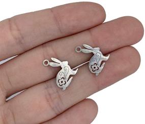 img 2 attached to 🐇 FAFAHOUSE 20 PCS Stainless Steel Rabbit Bunny Pendants - Ideal for DIY Jewelry Making Accessories (13x16mm)