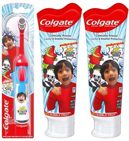 img 4 attached to ☺️ Fluoride Twin Pack Kids Toothpaste Gel and Battery Powered Toothbrush Set featuring Ryan's World - by Colgate