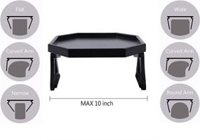 img 3 attached to Black Wooden Armrest Clip-On Tray for Sofa Couch, Organizer for Coffee, Snacks, Electronics, Recliner