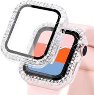 чехол kades bling для apple watch с встроенным защитным экраном - совместим с apple watch 38 мм, 40 мм, 42 мм, 44 мм iwatch se series 6 5 4 3 2 1 (прозрачный, 38 мм) логотип