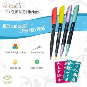 img 1 attached to 🖋️ Vanli's Temporary Tattoo Pens: Skin Safe, 50 Stencil Paper Pieces, Great for Kids, Women, and Men - 13 Count