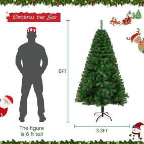 img 3 attached to Premium 6 FT Artificial Full Christmas Tree with Metal Foldable Base - Easy Assembly, Perfect for Home, Party, and Office Decoration - Spruce Tree with 1000 Branch Tips