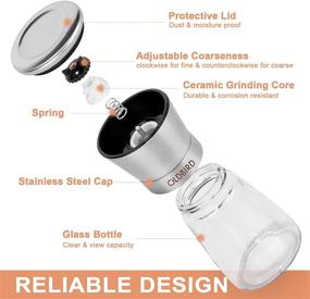 img 2 attached to Gldbird 8-inch Stainless Steel Salt and Pepper Grinder Set - Refillable Glass Shakers