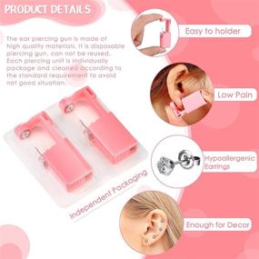 img 2 attached to 💎 Disposable Ear Piercing Kit - 8 Piece Self Ear Piercing Tool for Safety and Portability with Crystal Ear Studs - Silver