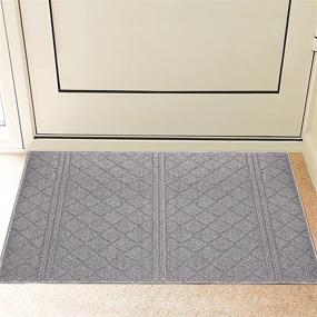 img 4 attached to 🚪 REFETONE Indoor Doormat - Durable Rubber Backing, Non-Slip, Super Absorbent, Dirt-Resistant Entrance Rug - Washable Low-Profile Front and Back Door Rug - 24"x 36" - Grey