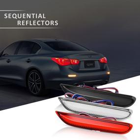img 2 attached to Enhance Safety and Style with KMD 🚗 LED Sequential Rear Bumper Reflector for Infiniti Q50 Q50L