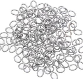 img 3 attached to 🔗 VALYRIA 100pcs Silver Tone Stainless Steel Open Oval Jump Rings Jewelry Findings - 6mm x 8mm