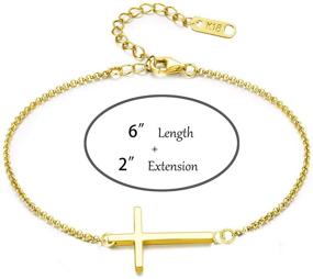 img 1 attached to 🔀 MOMOL Sideways Cross Bracelet: Stylish 18K Gold Plated Stainless Steel Religious Christian Faith Bracelet for Women and Girls