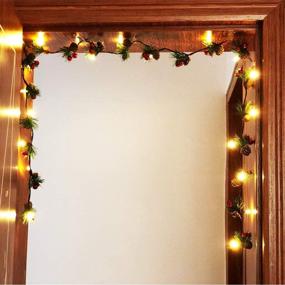img 3 attached to 🎄 Christmas Garland Lights 6.56FT Holiday Prelit Pine Cone Garland with Red Berry | LED Battery Operated Xmas Decor Lights | Outdoor Indoor Christmas Garlands