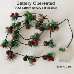 img 2 attached to 🎄 Christmas Garland Lights 6.56FT Holiday Prelit Pine Cone Garland with Red Berry | LED Battery Operated Xmas Decor Lights | Outdoor Indoor Christmas Garlands
