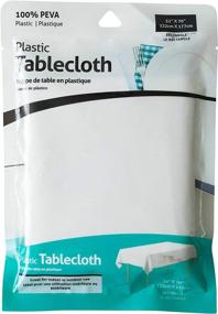 img 4 attached to 🍽️ Jacent Rectangular White Plastic Tablecloth