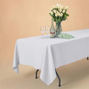 img 1 attached to 🍽️ Jacent Rectangular White Plastic Tablecloth