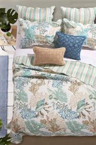 img 1 attached to 🏝️ Barefoot Bungalow Atlantis Quilt Set, King/California King Size, Jade
