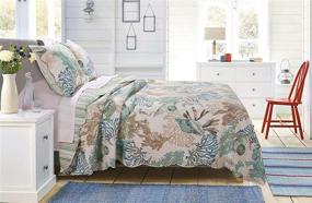 img 4 attached to 🏝️ Barefoot Bungalow Atlantis Quilt Set, King/California King Size, Jade