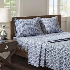 img 3 attached to Navy Ultra Soft Printed Full Madison Park Sheet Set: The Perfect Bedding for Ultimate Comfort