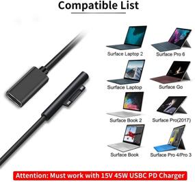 img 3 attached to 💻 Sisyphe USB-C to Surface Connect Charging Cable Compatible with Microsoft Surface Pro7 Go2 Pro6 5/4/3 Laptop1/2/3 & Surface Book, Works with 45W 15V3A USBC Charger PD - 0.2m (Black - Female Connector)