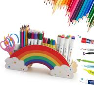 🌈 colorful rainbow wooden pen holder and art supply caddy for office, school, and home organization - style 1 логотип