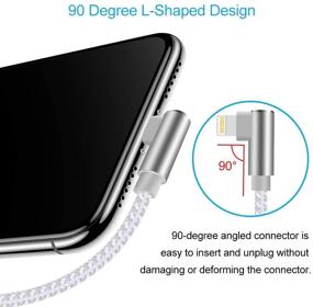 img 2 attached to 📱 10 ft 3-Pack iPhone Charger Cable – High-Speed, Right Angle Lightning Cable for Fast Charging – Nylon Braided Cord for iPhone 11 Xs Max XR X 8 Plus 7 Plus 6s Plus iPad – Silver White