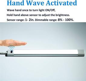 img 2 attached to 🔦 WOBANE Under Counter Lighting: Hand Wave Activated, 12 Inch Dimmable Panel for Kitchen, Shelf, Cupboard, Closet and More – Super Bright Aluminum Strip Light, 6000K White