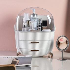 img 3 attached to 👝 CANITORON Makeup Storage Organizer: A Stylish Solution for Cosmetics Display and Organization with Brush and Lipstick Organizer, Transparent Cover, Perfect for Bathroom Countertop, Bedroom Vanity Desk, and Travel-White