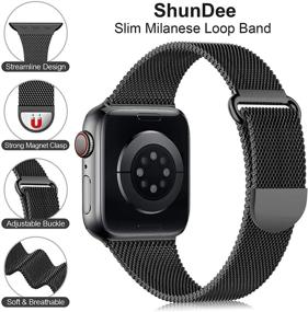 img 3 attached to 👉 Ремешки Apple Watch 38 мм 40 мм для женщин - изящный ремешок из нержавеющей стали с магнитной сеткой в стиле миланского плетения, тонкий и узкий заменяемый ремешок для iWatch Series SE 6 5 4 3 2 1 (Патент ожидается)