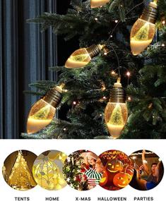 img 3 attached to 6.6 FT Battery Operated Christmas Lights for Indoor and Outdoor Decorations – Globe Patio Lights with Tree & Snow, 10 Bulbs – Perfect for Bedroom, Home Decor, Fireplace, Xmas