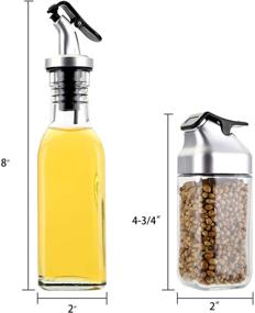 img 2 attached to 🧴 Convenient Jucoan Oil Vinegar Salt Pepper Dispenser Set with Caddy - 2 Glass Shakers, 2 Cruets, & Leak-Proof Storage Stand