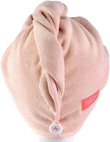 img 2 attached to 👩 YoulerTex Microfiber Hair Towel Wrap: Super Absorbent Quick Hair Drying Turban 3 Pack - Peachy Beige, Pink, and White - Soft Head Towel Wraps for Women with Curly, Long, Wet, Thick Hair - Anti Frizz and Convenient Button Loop