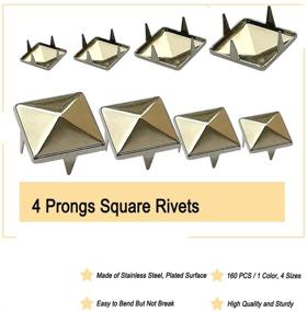 img 1 attached to ACTENLY Square Rivets Bag - 160 Pcs, 4 Sizes | DIY Spikes Studs for Leather Clothing, Shoes & Handicrafts - Silver Accessories