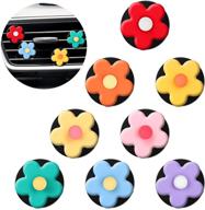 🌸 colorful flower air vent clip car interior decoration - cute charms for girls & women | car freshener clip - bright colors - air conditioner accessories & decorations logo