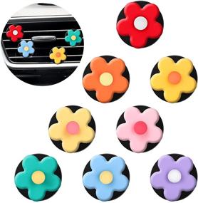 img 4 attached to 🌸 Colorful Flower Air Vent Clip Car Interior Decoration - Cute Charms for Girls & Women | Car Freshener Clip - Bright Colors - Air Conditioner Accessories & Decorations