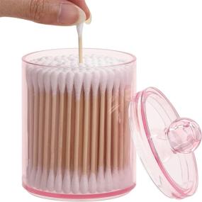 img 2 attached to 🧼 Tbestmax Qtips Holder Bathroom Container - 4 pcs, 10 OZ Apothecary Jar - Pink Cotton Ball/Swabs Dispenser Organizer for Storage