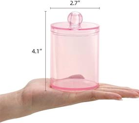 img 3 attached to 🧼 Tbestmax Qtips Holder Bathroom Container - 4 pcs, 10 OZ Apothecary Jar - Pink Cotton Ball/Swabs Dispenser Organizer for Storage