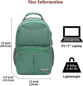 img 3 attached to Рюкзак для ноутбука BOLANG для мужчин и женщин с портом для зарядки USB Бизнес-рюкзак для работы и путешествий Водонепроницаемый колледж-школьная сумка для книг подходит для компьютера 17 дюймов (8459 Зеленый)
