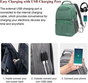 img 1 attached to BOLANG Laptop Backpack For Men Women With USB Charging Port Business Work Travel Backpack Water Resistant College School Bookbag Fits 17 Inch Computer (8459 Green )