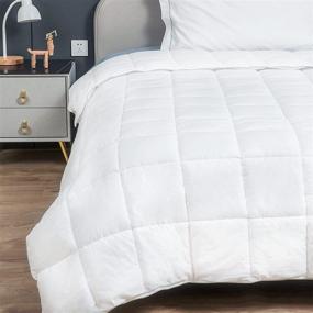 img 4 attached to 🌻 Sunflower 100% Cotton Full Duvet Insert, White Down Alternative Cotton Comforter, All Season Lightweight with 6 Corner Ties for Softness, Breathability, and Noise Reduction