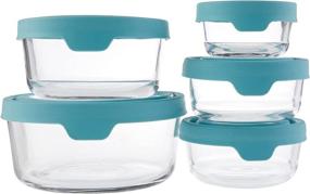 img 3 attached to 🔵 Anchor Hocking Mineral Blue Glass Food Storage Set - 10-Piece for Effective Food Preparation and Storage