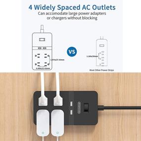 img 3 attached to 💡 NTONPOWER защитник от перенапряжения с USB - удлинитель на 10 футов, 4 розетки, 1080 Джоулей, 1875 Вт/15A, черный