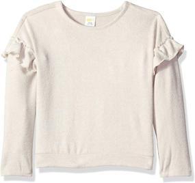 img 1 attached to 👚 Stylish and Funky Ruffle Sleeve Marled Oatmeal Girls' Clothing for a Crazy Look!