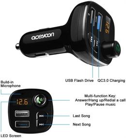 img 1 attached to 🚗 aceyoon FM Transmitter Car Charger QC 3.0 Max 3.4A 2 USB Bluetooth 5.0: Wireless FM Radio Car Receiver with LED Backlit, Hands-Free Calling & Hi-Fi Music for Smartphones/Audio Players