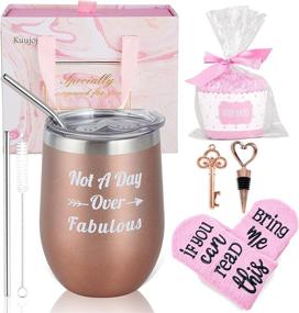 img 4 attached to Kuujojo Birthday Gifts for Women - Not a Day Over Fabulous Wine Tumbler 🎁 | Funny Best Unique Birthday Gift Ideas for Her, Mom, Grandma, Sister, Daughter, Friend, BFF, Coworker