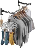 👕 premium space-saving clothes drying rack: wall-mounted closet organizer for bedroom, closet, balcony, bathroom - aluminum material (2 racks & rod) in sleek black logo