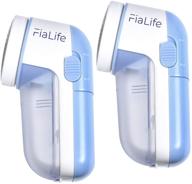 👕 fialife fabric defuzzer 2 pack / electric lint remover shaver / user-friendly, portable clothes pill / fuzz remover sweater shaver - battery powered / 2.5&#34; x 5&#34; , blue – white, 2 pack logo