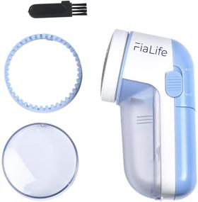 img 1 attached to 👕 FiaLife Fabric DEFUZZER 2 Pack / Electric Lint Remover Shaver / User-friendly, Portable Clothes Pill / Fuzz Remover Sweater Shaver - Battery Powered / 2.5&#34; x 5&#34; , Blue – White, 2 Pack