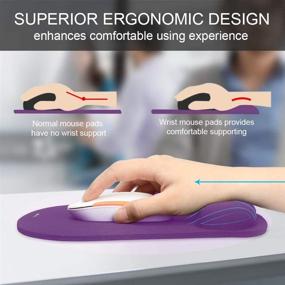 img 2 attached to TECKNET Ergonomic Gaming Office Mouse Pad Mat Mousepad With Rest Wrist Support - Non-Slip Rubber Base - Special-Textured Surface (Purple)