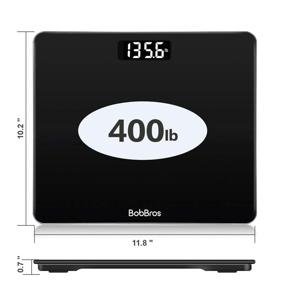 img 3 attached to 🔢 BobBros Precision Digital Bathroom Scale - Smart Step-on Technology, Large Platform, 400 Pounds Weight Loss Monitor, Black